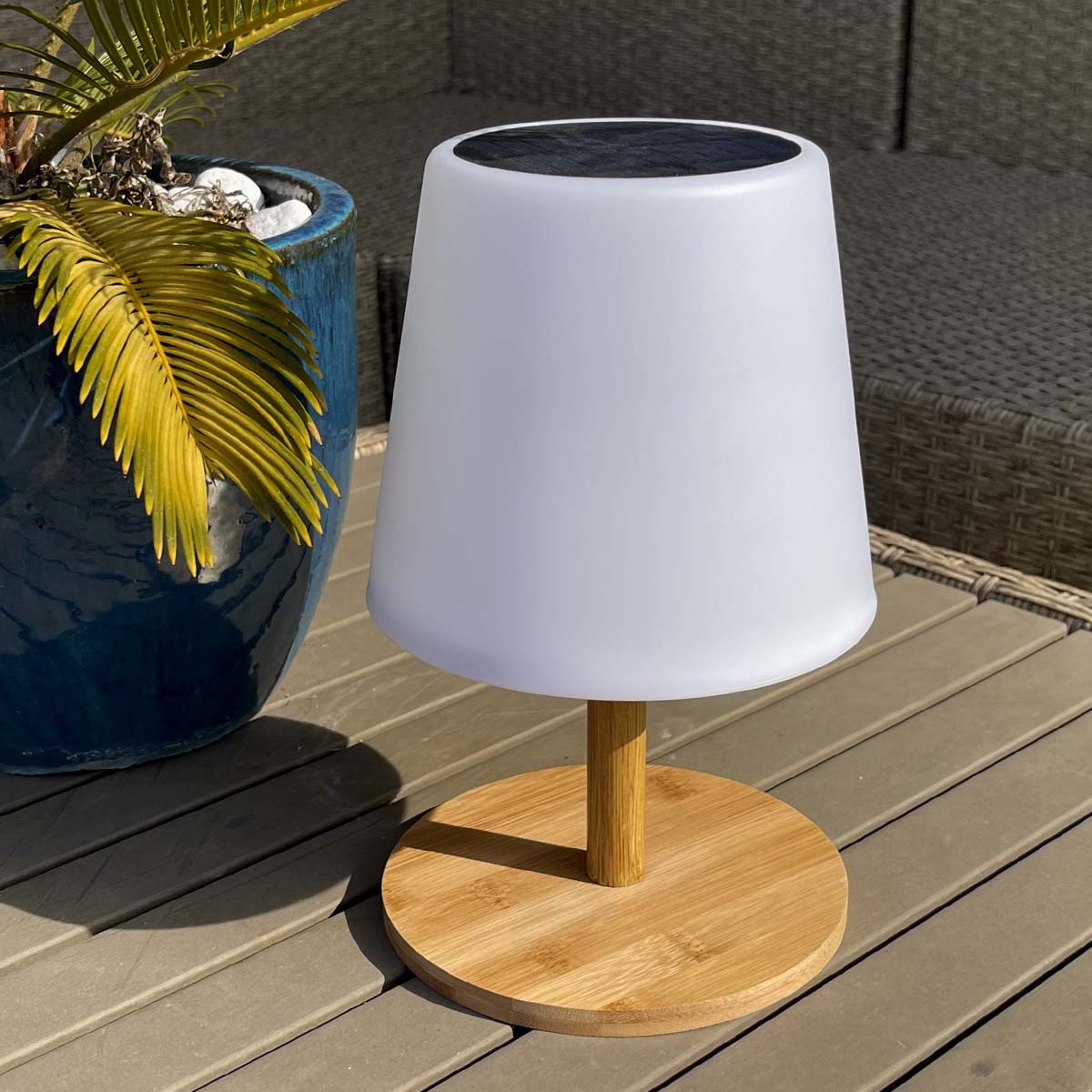 2 Lampe de table solaire STANDY MINI WOOD H25CM