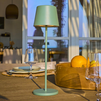 KELLY OLIVE H38cm dimmbare Tischleuchte Touch Wireless Aluminium grün weiße LED