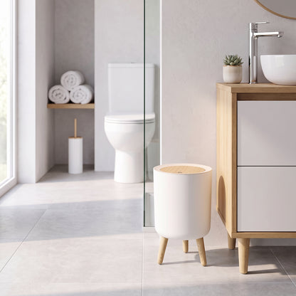 Lot de 3 Poubelle sur pied de salle de bain touch 7L MALMO Couleur bois