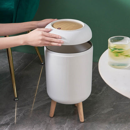 Poubelle sur pied de salle de bain touch 9L LIMO Couleur bois