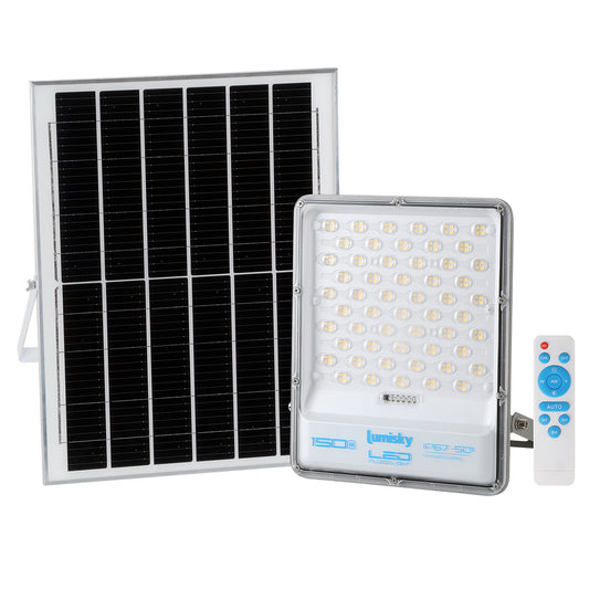 Projecteur solaire éclairage très puissant LED blanc chaud/ froid TITAN avec panneau solaire déporté et télécommande H30.5cm