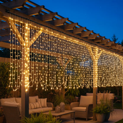 Guirlande lumineuse solaire rideaux 100 LED blanc chaud YOGY CURTAIN 100 4mx1m 8 modes