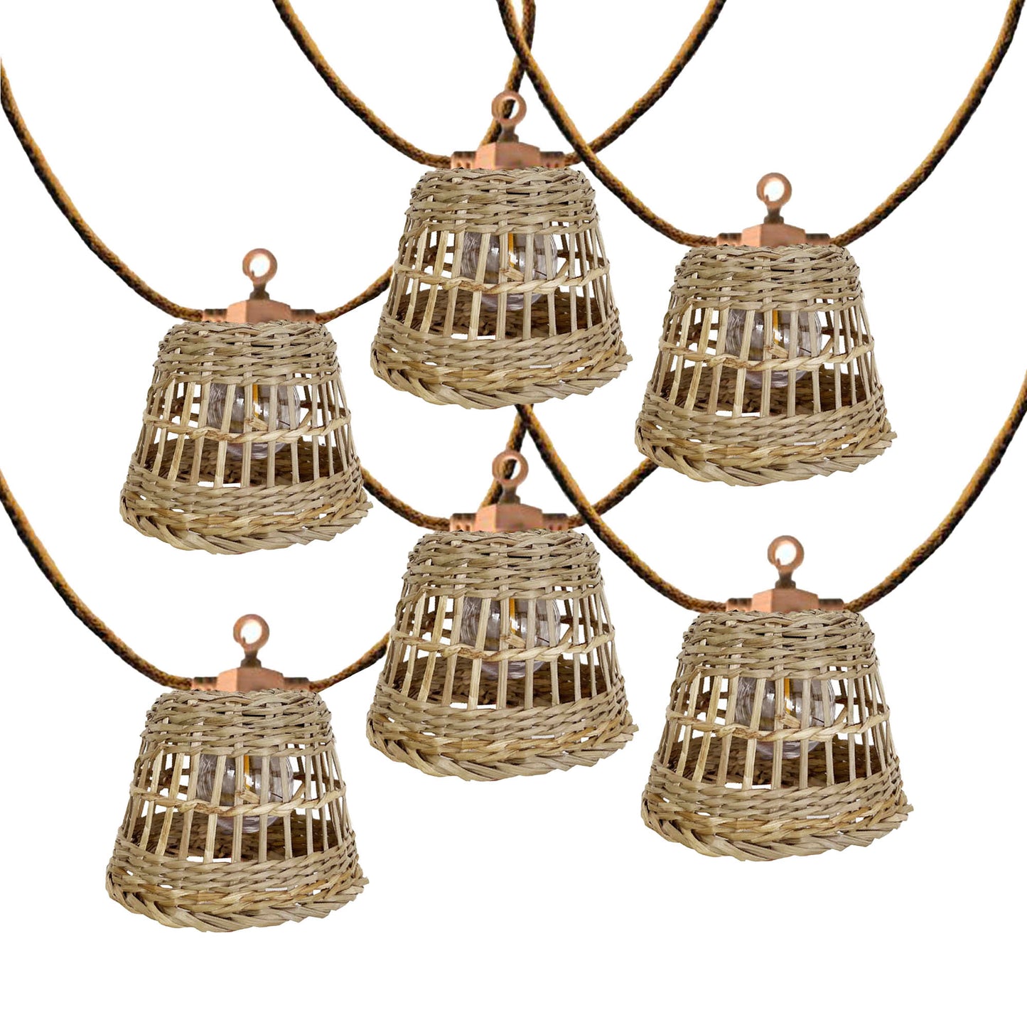 Guirlande lumineuse solaire et sur secteur raccordable en corde 20 ampoules transparentes LED blanc chaud dimmable SAMOA LIGHT HYBRID 13m