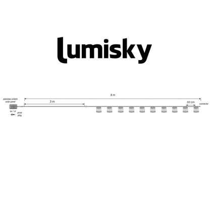 Guirlande lumineuse extérieur raccordable 10 abat-jour naturels en rotin SAMOA LIGHT HYBRID LED blanc chaud 8m solaire et sur secteur