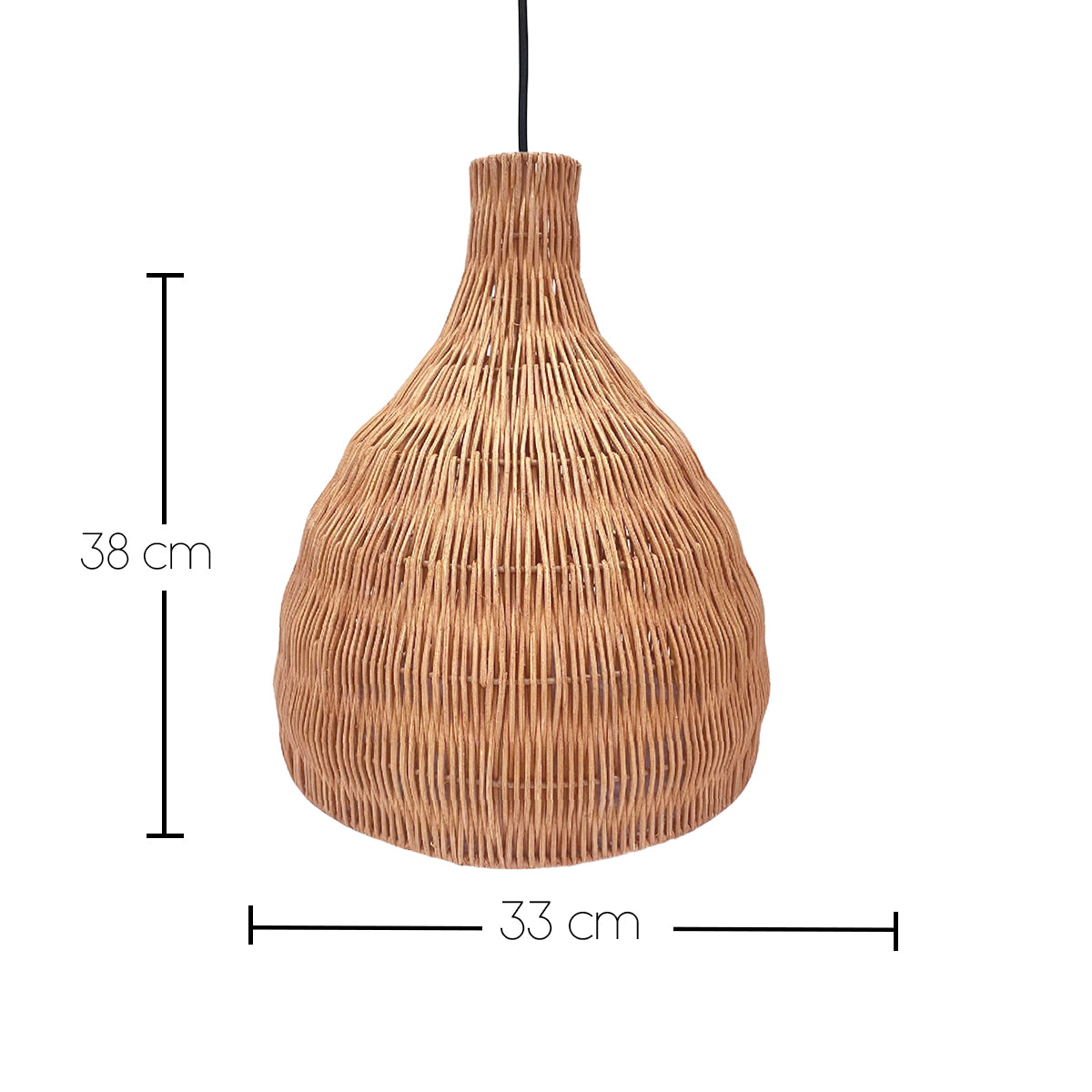 Suspension solaire BELLA SOLAR en rotin naturel avec câble hybride secteur et solaire 5m de longueur