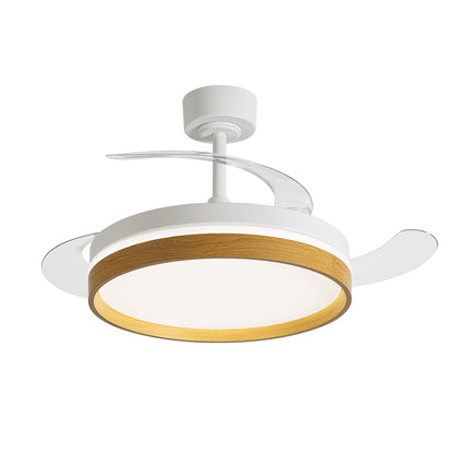 Ventilateur de Plafond CALYSA 106cm avec Pales Escamotables et LED 33W Grand Ventilateur Silencieux 34dB pour Salon et Chambre Moteur DC 30W Basse Consommation Réversible Été Hiver avec Télécommande Plafonnier 3500 Lumens Blanc et Bois