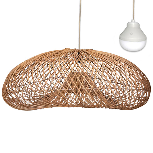 Suspension SEVIA NOMAD en rotin naturel style bohème avec ampoule LED blanc/RGB nomade
