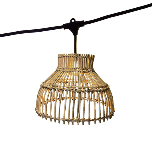 Außen anschließbare Lichterkette mit natürlichem Rattan-Lampenschirm im Bohemian-Stil 7 Glühlampen E27-Fassung warmweiß LED AMELIA LIGHT CONNECTABLE 6m