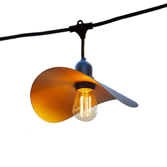Außenleuchtengirlande mit Schirm aus goldenem Stahl mit Käfigeffekt 10 E27 LED-Lampen HAT LIGHT 6m