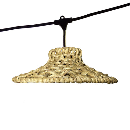 Außen anschließbare Lichterkette mit natürlichem Lampenschirm aus Wasserhyazinthe im Bohemian-Stil 7-Glühlampen E27-Fassung warmweiß LED MOOREA LIGHT CONNECTABLE 6m