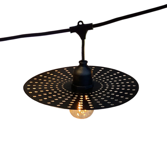 Außenleuchtengirlande mit Metalllochschirm 10 Vintage Filamentbirnen E27 Fassung warmweiß LED PLANET LIGHT 6m
