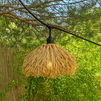 Guirlande lumineuse extérieure raccordable 6m avec 7 ampoules LED filament E27 blanc chaud FRUFRU LIGHT Abat-jour en jute bohème