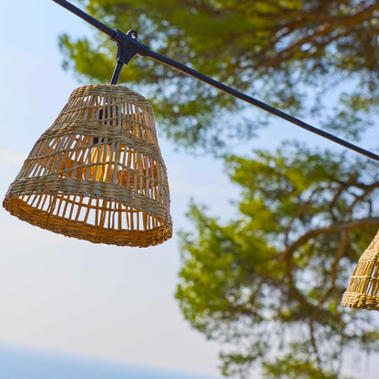 Guirlande lumineuse raccordable d'extérieur avec abat-jour en herbe marine style bohème 7 ampoules à filament douille E27 LED blanc chaud TESSA LIGHT 6m