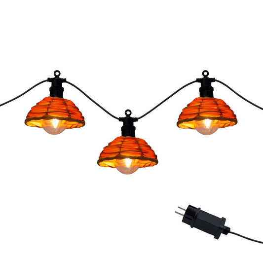 Außenlichtgirlande 10 transparente Kugeln warmweiß LED Polyrattan Lampenschirm COTTAGE 5,70m mit auswechselbaren Leuchtmitteln