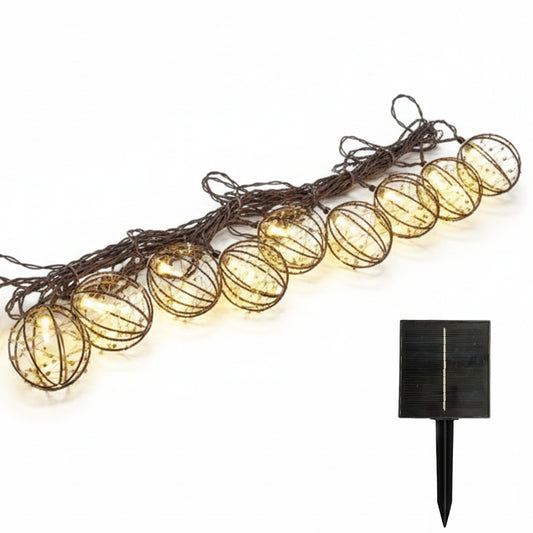 Guirlande lumineuse solaire d'extérieur marron 10 boules lumineuses RUSTY LIGHT 13 modes 4m