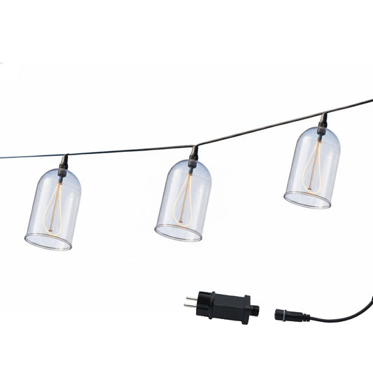 Guirlande lumineuse sur secteur raccordable 8 cloches LED blanc chaud à filaments apparents GLOW LIGHT 15m