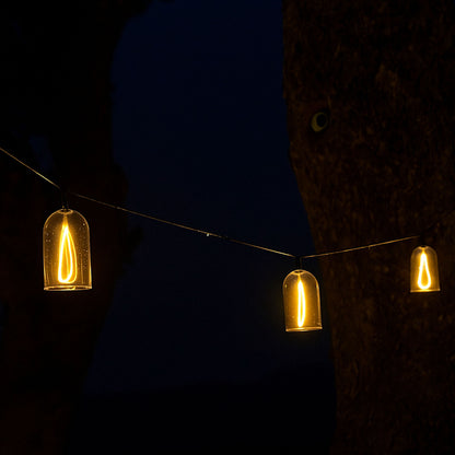 Guirlande lumineuse sur secteur raccordable 8 cloches LED blanc chaud à filaments apparents GLOW LIGHT 15m