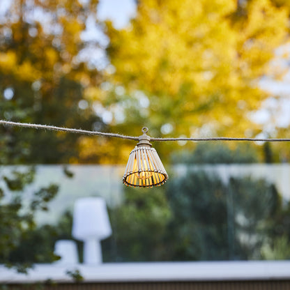 Guirlande lumineuse solaire et sur secteur raccordable en corde 20 ampoules transparentes LED blanc chaud dimmable NATURA LIGHT HYBRID 13m