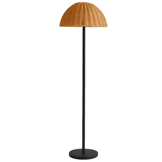 Lampadaire lumineux rechargeable pied métal abat-jour poly rotin LED blanc chaud/blanc dimmable FAROE TALL H160cm