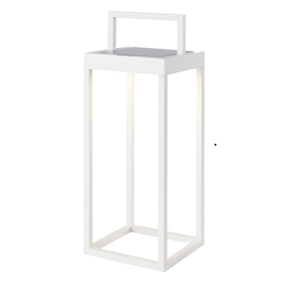 Lanterne sans fil solaire rechargeable à poser ou à fixer au mur en aluminium blanche LED blanc chaud dimmable HYDRA H32,5cm