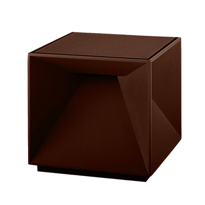 Mini lampe de table cubique en aluminium corten LED blanc chaud dimmable CUBOX MINI CORTEN H8 cm