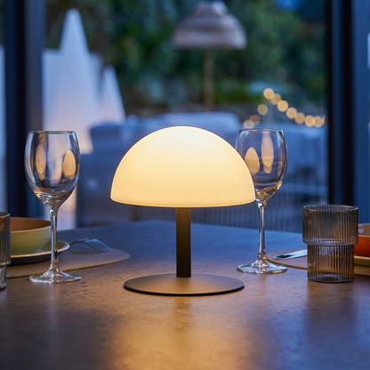 NEPTUNE ROCK H20cm warmweiß/weiß dimmbare LED-Akku-Tischleuchte grauer Stahlfuß
