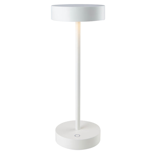 PLATY H29cm dimmbare weiße LED kabellose Schreibtischlampe aus weißem Aluminium