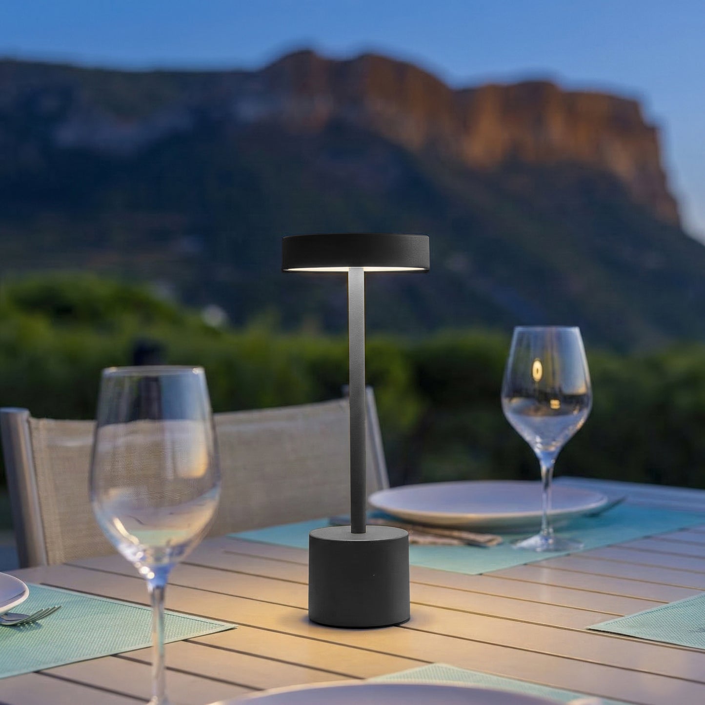 Tischleuchte wireless touch Aluminium dunkelgrau LED ROBY H30cm