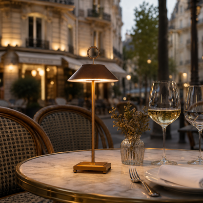 Lampe de table sans fil dimmable en aluminium couleur bronze LED MARAIS BRONZE H29 cm