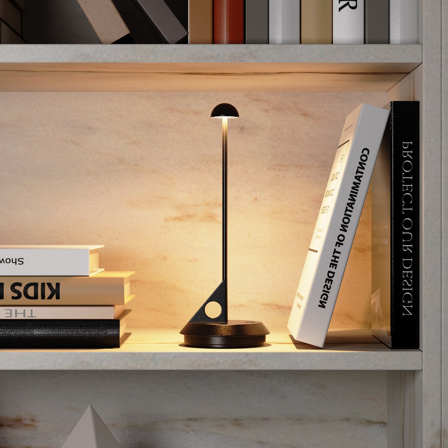 Lampe de table sans fil minimaliste en aluminium noire LED blanc chaud dimmable LUME BLACK H29 cm