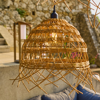 Lot de 2 abat jour en polyrotin style bohème 2x HAWAII LONG H35 et H45cm