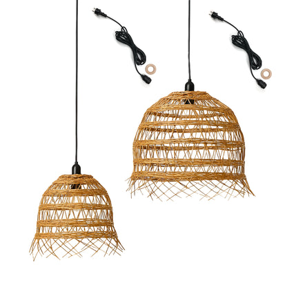 Lot de 2 suspensions sur secteur pour l'extérieur 2X HAWAII LONG OUTDOOR CABLE en poly rotin style bohème 5m de longueur de câble