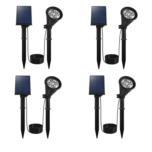 Lot de 4 spots solaires projecteurs à piquer LED blanc 200 lumens panneau solaire déporté 4x SPIKY AWAY W34