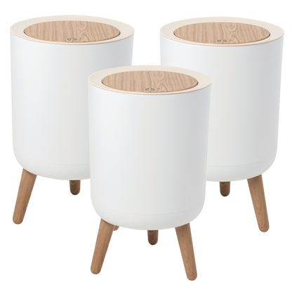 Lot de 3 Poubelle sur pied de salle de bain touch 7L MALMO Couleur bois