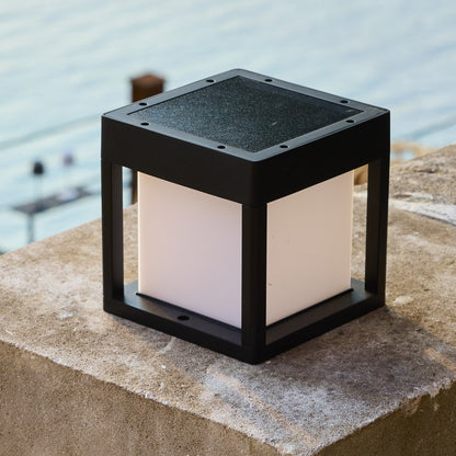 Borne lumineuse carré avec détecteur de mouvement PILARO BLACK LED blanc chaud 15cm