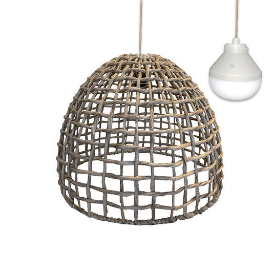 Suspension AMADEO NOMAD en jacinthe d'eau naturelle style bohème avec ampoule LED nomade