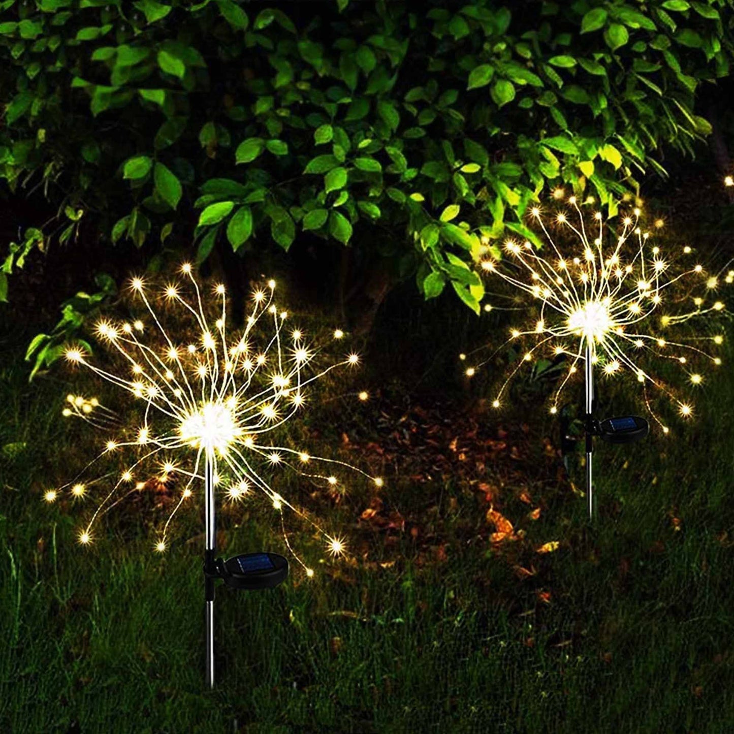 Set mit 2 dekorativen Solarleuchten zum Pflanzen LED 2x FIREWORKS SPIKE H97cm