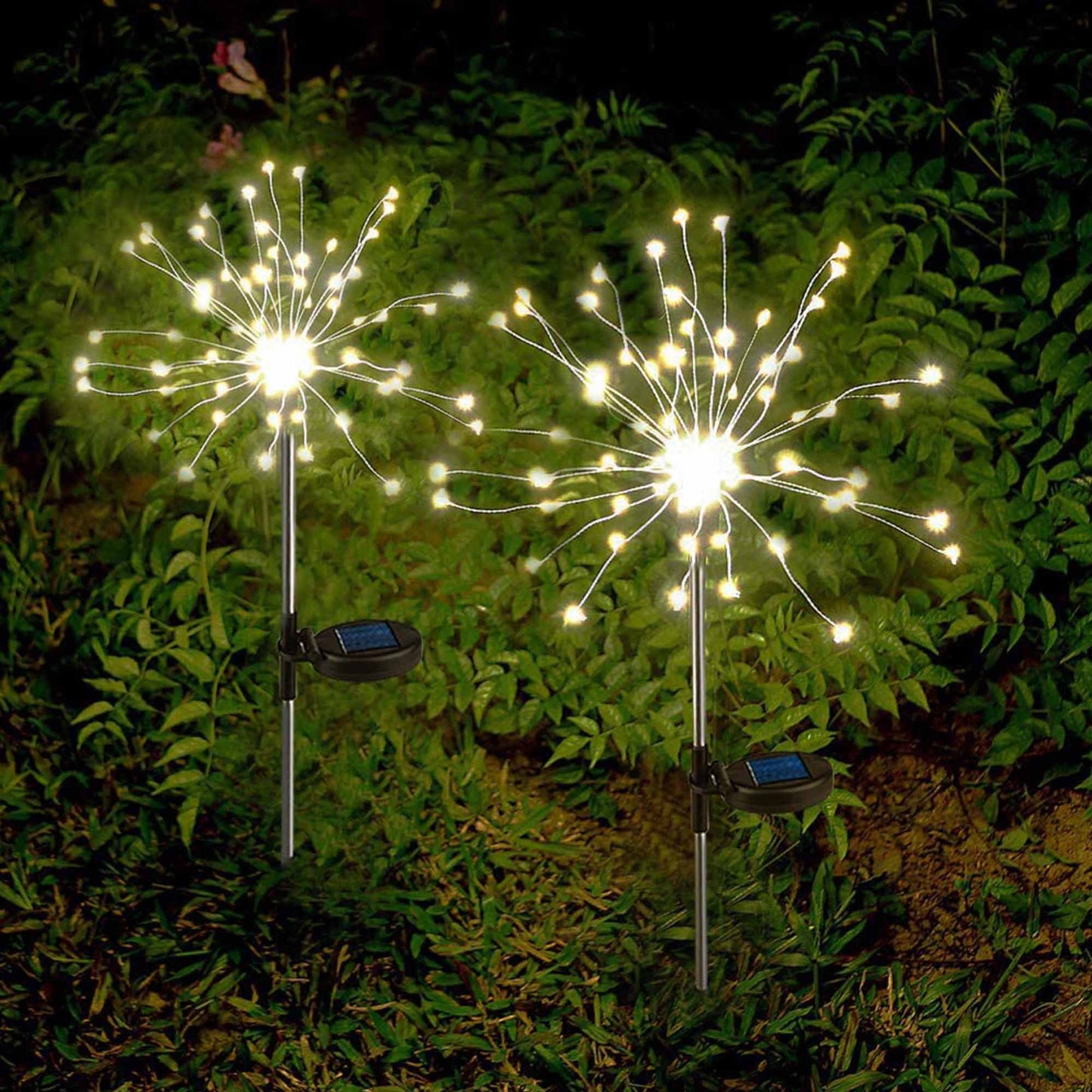 Set mit 2 dekorativen Solarleuchten zum Pflanzen LED 2x FIREWORKS SPIKE H97cm