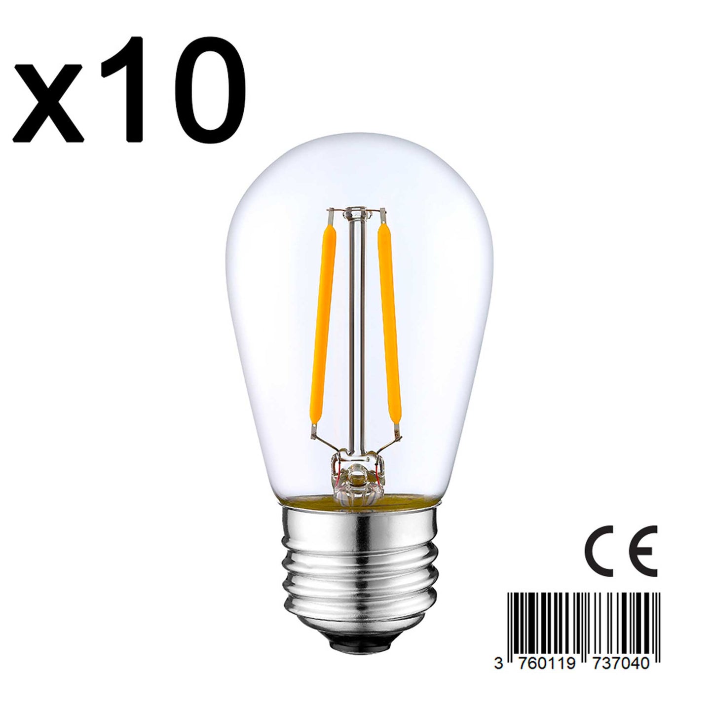 10er Set LED Glühlampe E27 warmweiß XENA E27 S45 2W H10cm
