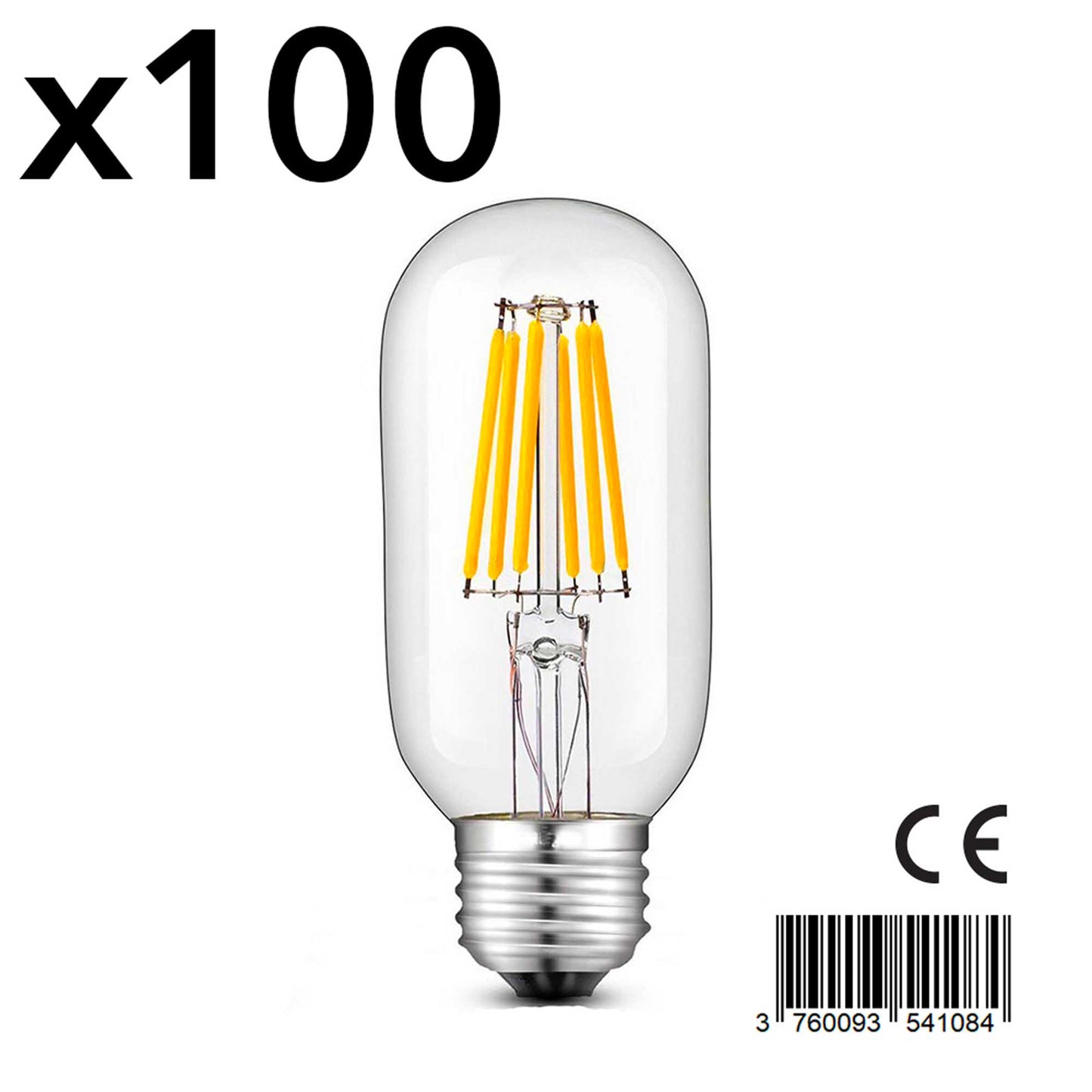 100 Stück LED-Glühlampe E27 warmweiß SEDNA E27 T45 6W H12cm