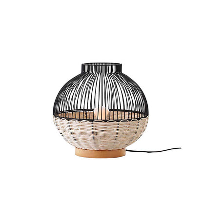 DANIA BLACK Tischlampe aus natürlichem Rattan mit E27-Fassung H30 cm