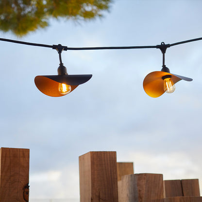 Guirlande lumineuse extérieur raccordable avec abat-jour en acier doré effet cage 10 ampoules LED E27 HAT LIGHT 6m