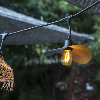 Guirlande lumineuse extérieur avec abat-jour en acier doré effet cage 10 ampoules LED E27 HAT LIGHT 6m - REDDECO.com