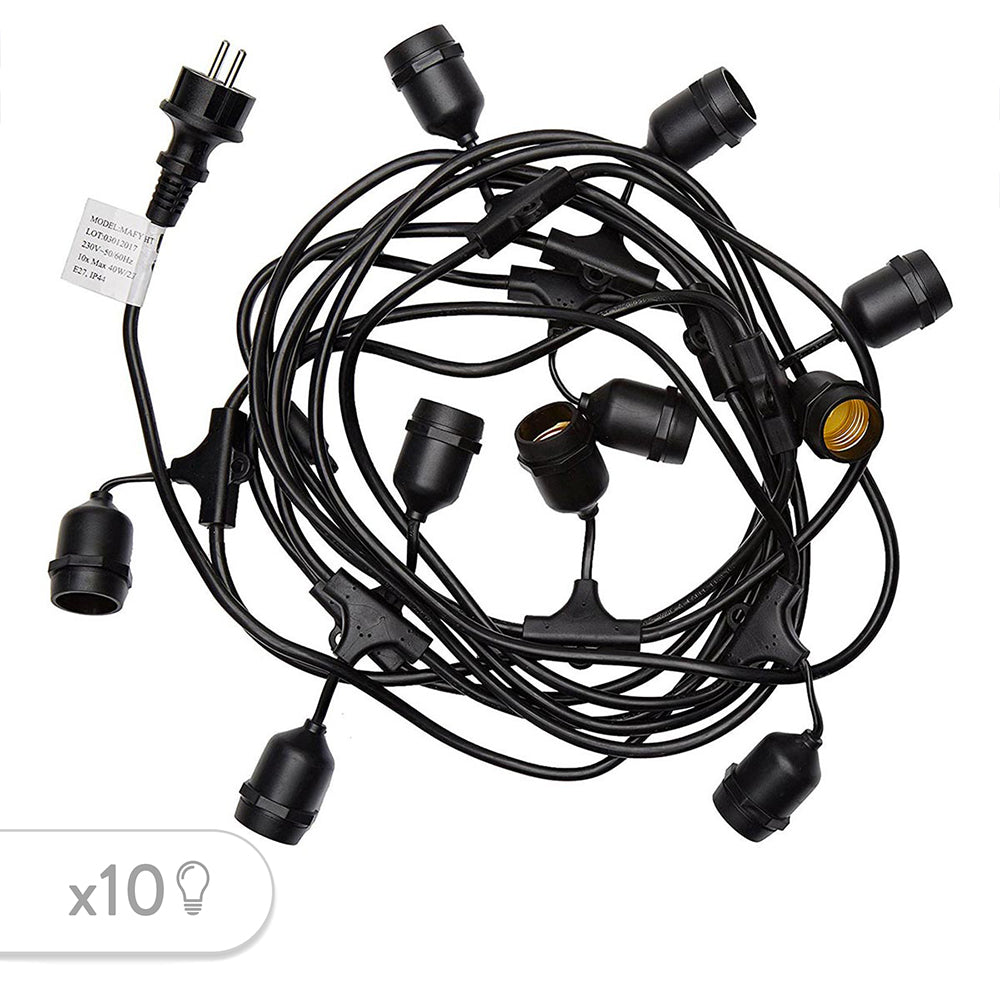 Außenleuchtengirlande 10 E27 Fassungen MAFY 6m