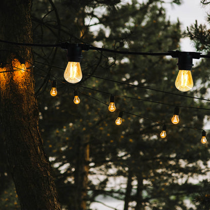 Anschließbare Außenleuchtengirlande 10 Vintage Filamentbirnen E27 warmweiß LED Fassung LINK ME LIGHT 5m