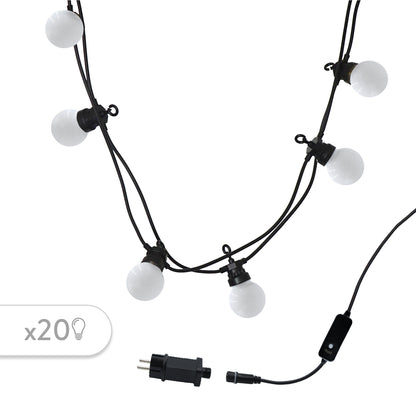 Guirlande lumineuse extérieur connectable 20 globes guinguette LED blanc chaud PARTY MILKY 9.60m 8 modes - REDDECO.com