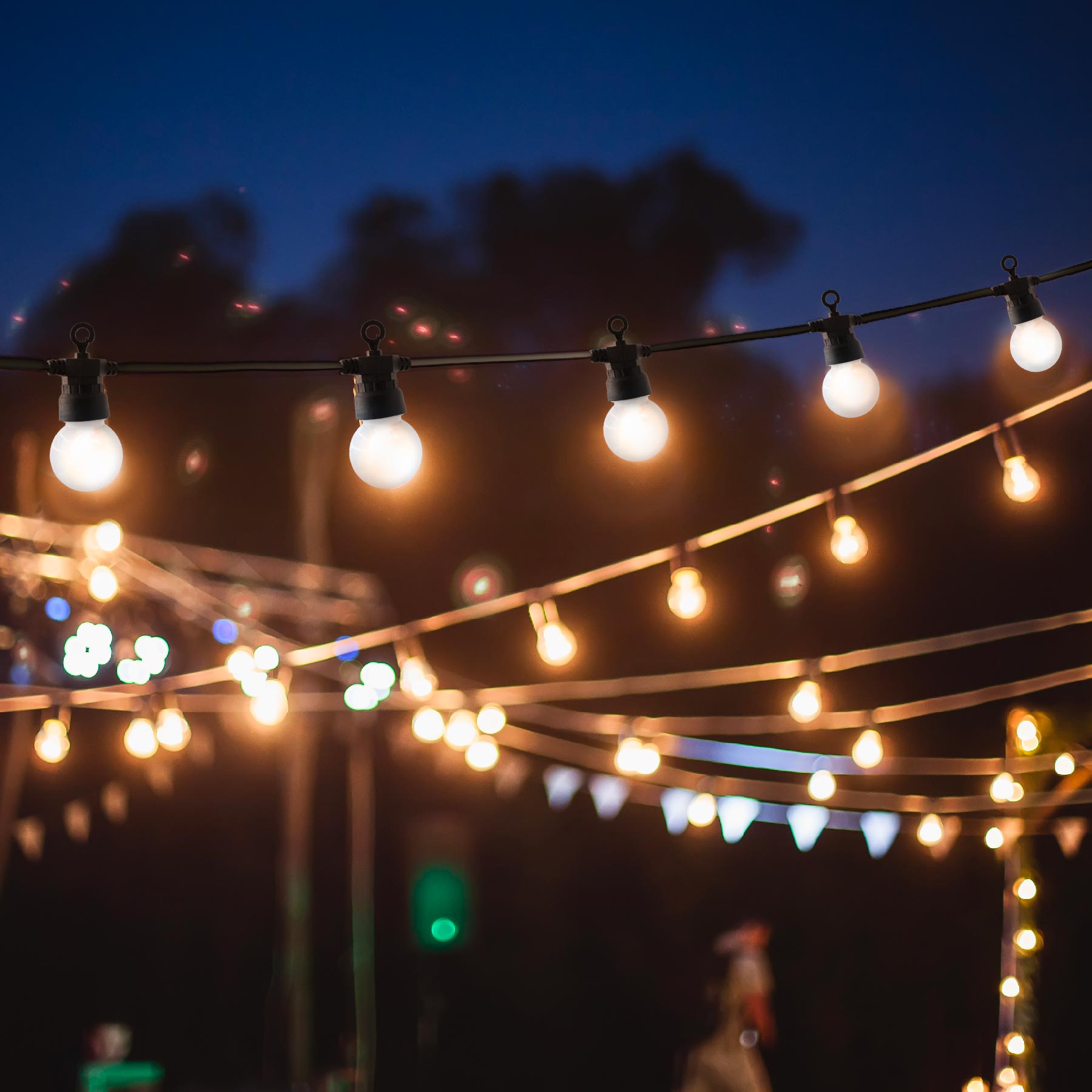 Guirlande lumineuse extérieur connectable 20 globes guinguette LED blanc chaud PARTY MILKY 9.60m 8 modes - REDDECO.com