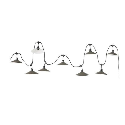 Guirlande lumineuse extérieur avec abat-jour en acier style vintage 10 douilles E27 VINTY 6m - REDDECO.com