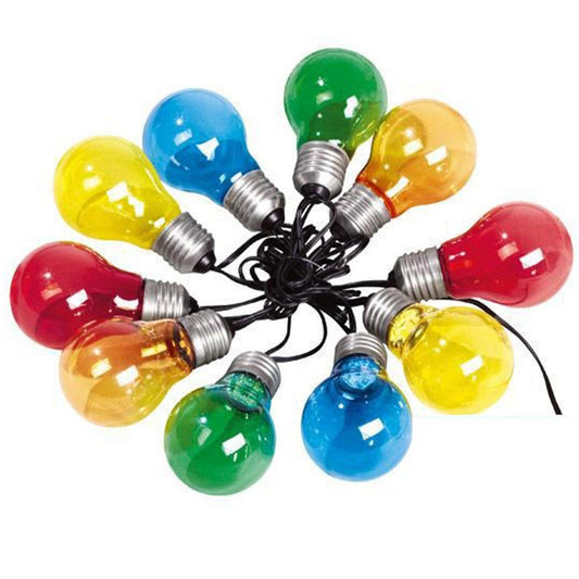 Guirlande lumineuse de jardin 10 ampoules transparentes guinguette LED multicolore FANTASY C10 7.50m - REDDECO.com