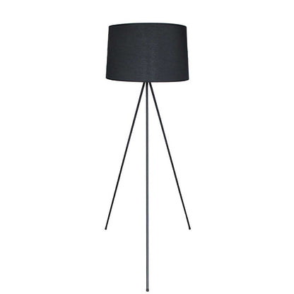 Lampadaire tripode ELLIA BLACK abat-jour en tissu noir et pied en métal avec douille E27 H140 cm